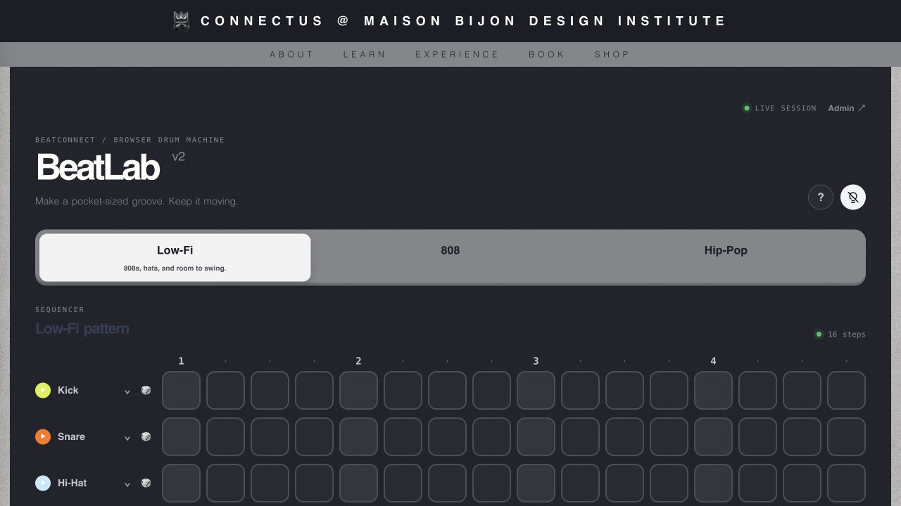 BeatLab browser drum machine and step sequencer